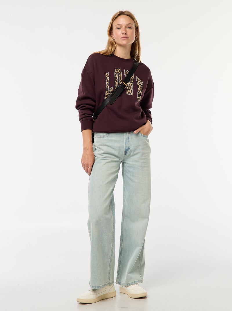 Sweater van joggingstof met opschrift Rood - Kiabi