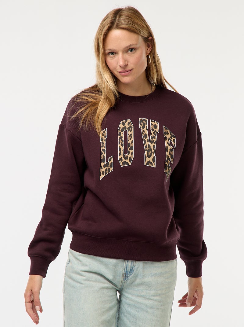 Sweater van joggingstof met opschrift Rood - Kiabi