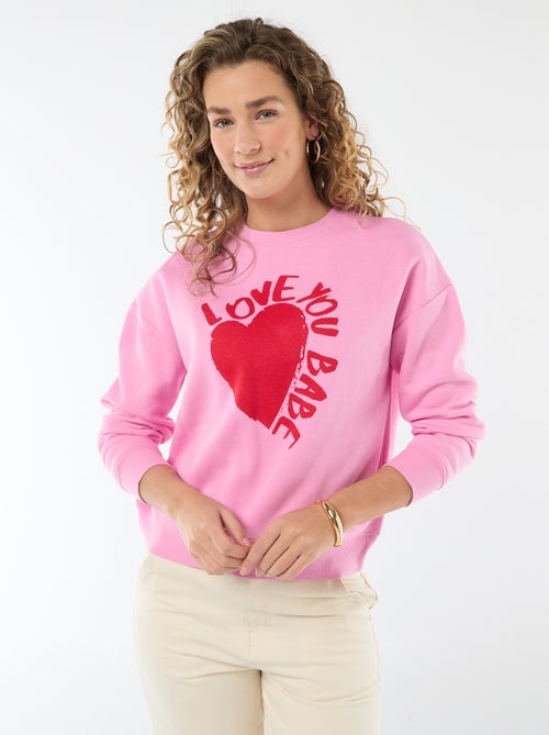 Sweater van joggingstof met opschrift - Kiabi