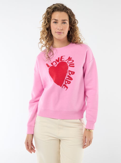 Sweater van joggingstof met opschrift - Kiabi