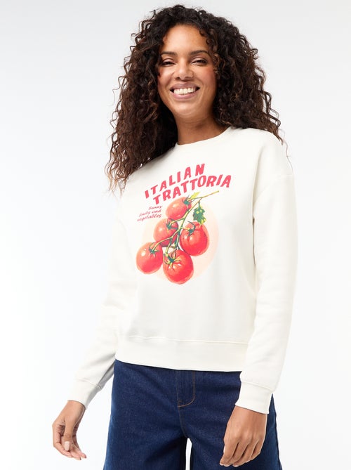 Sweater van joggingstof met opschrift - Kiabi