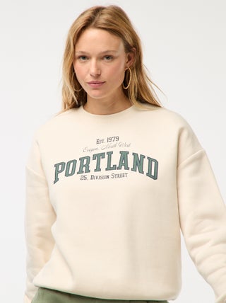 Sweater van joggingstof met opschrift