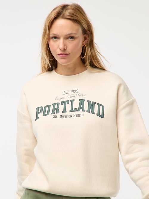 Sweater van joggingstof met opschrift - Kiabi