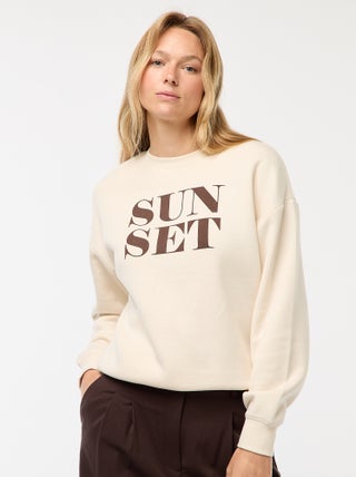 Sweater van joggingstof met opschrift