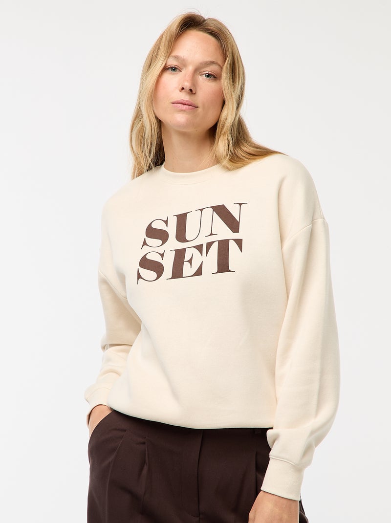 Sweater van joggingstof met opschrift Wit - Kiabi