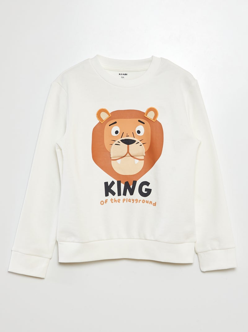 Sweater van joggingstof met patch aan de voorzijde BIEGE - Kiabi