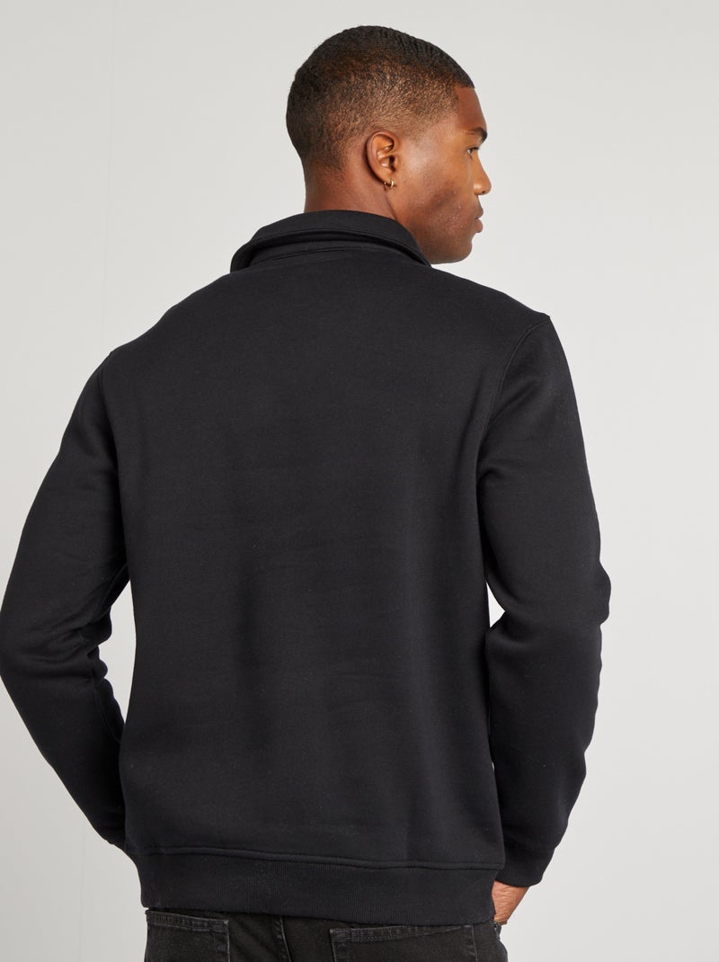 Sweater van joggingstof met polokraag zwart - Kiabi