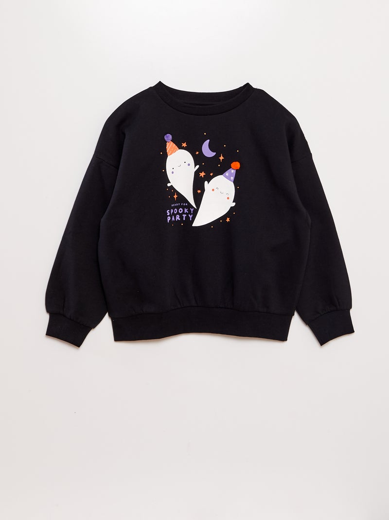 Sweater van joggingstof met print - Halloween ZWART - Kiabi