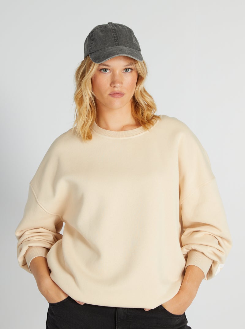 Sweater van joggingstof met print BIEGE - Kiabi