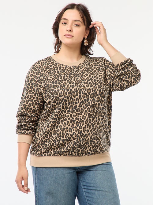 Sweater van joggingstof met print - Kiabi
