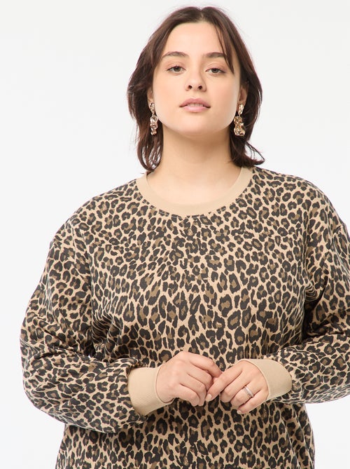 Sweater van joggingstof met print - Kiabi