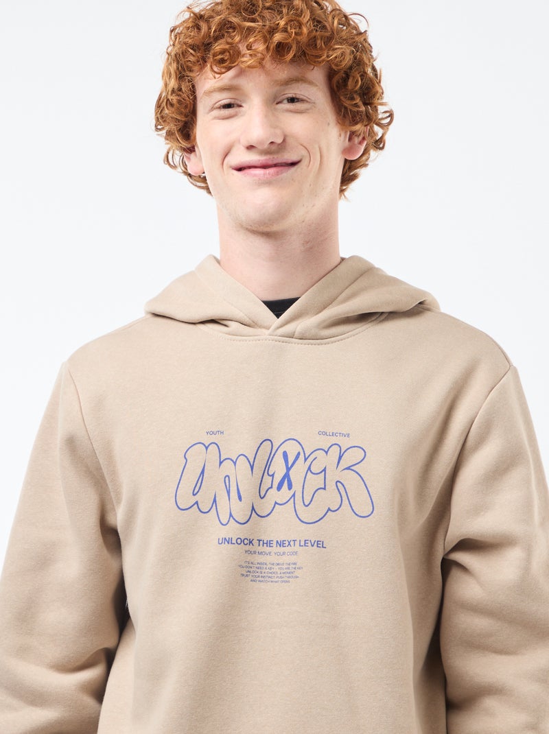 Sweater van joggingstof met print Biege - Kiabi