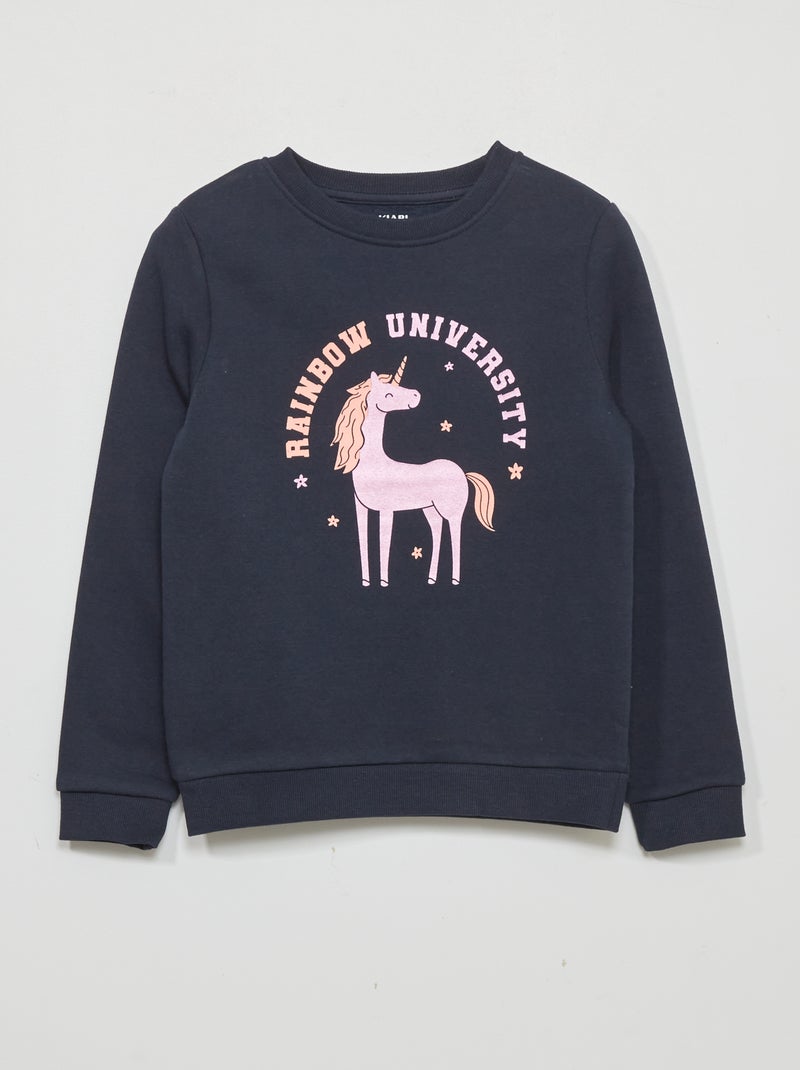 Sweater van joggingstof met print BLAUW - Kiabi