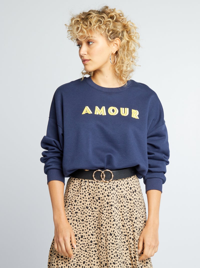 Sweater van joggingstof met print Blauw - Kiabi