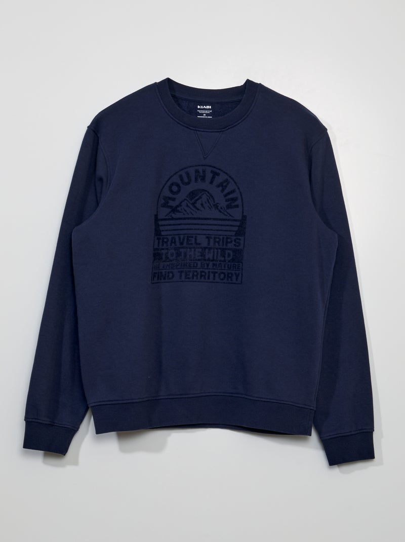 Sweater van joggingstof met print BLAUW - Kiabi