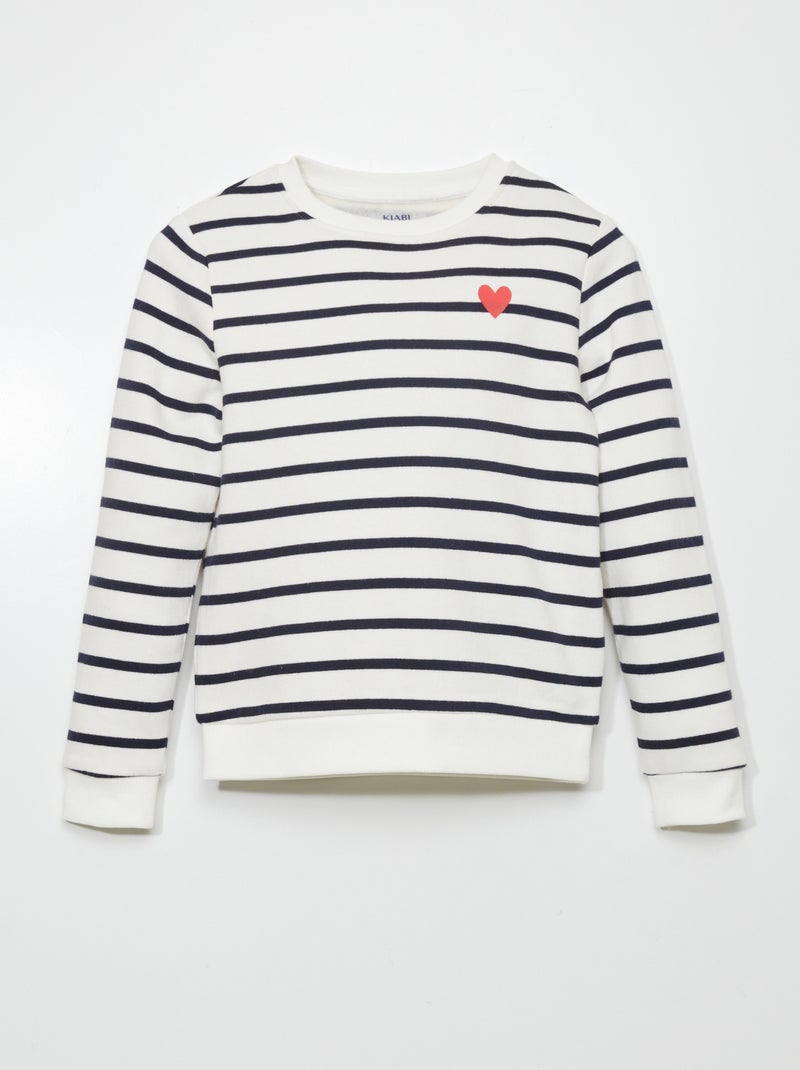 Sweater van joggingstof met print BLAUW - Kiabi