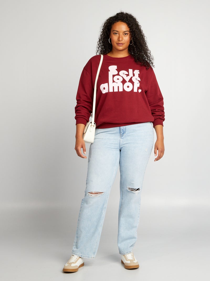 Sweater van joggingstof met print BLAUW - Kiabi