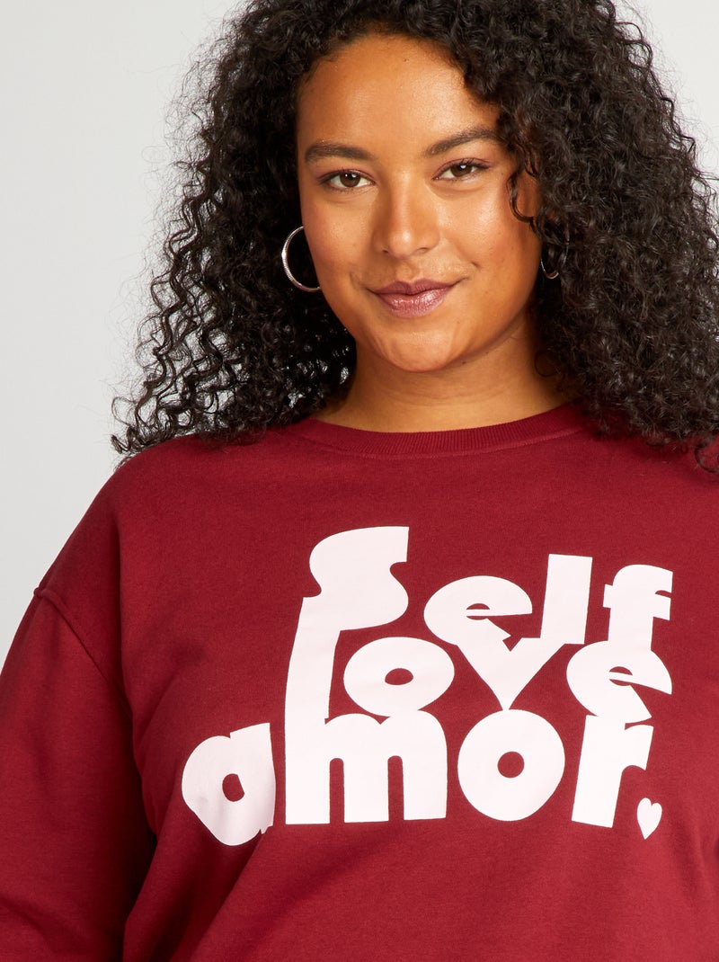 Sweater van joggingstof met print BLAUW - Kiabi