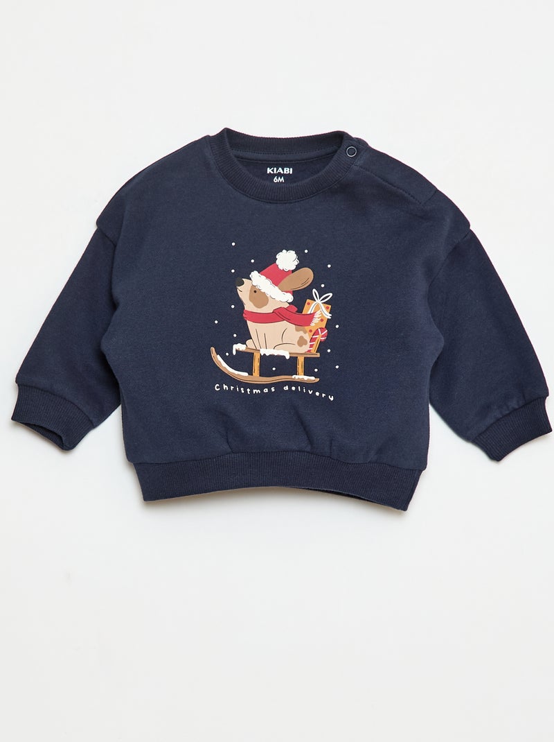 Sweater van joggingstof met print Blauw - Kiabi