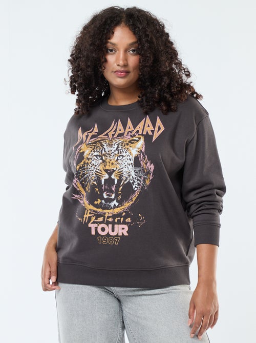 Sweater van joggingstof met print 'Def Leppard' - Kiabi