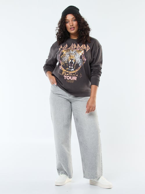 Sweater van joggingstof met print 'Def Leppard' - Kiabi