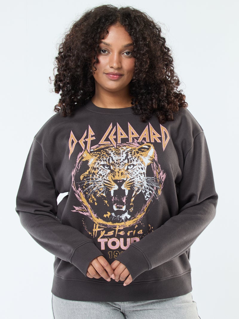 Sweater van joggingstof met print 'Def Leppard' Zwart - Kiabi
