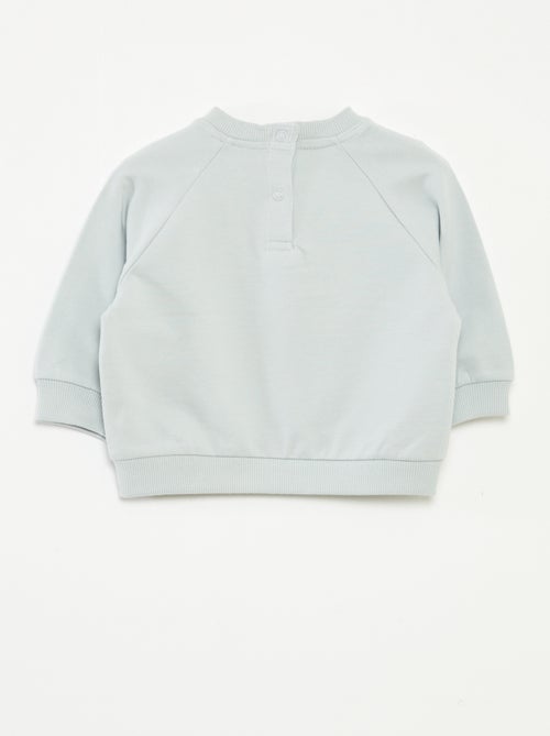 Sweater van joggingstof met print en drukknoopsluiting - Kiabi