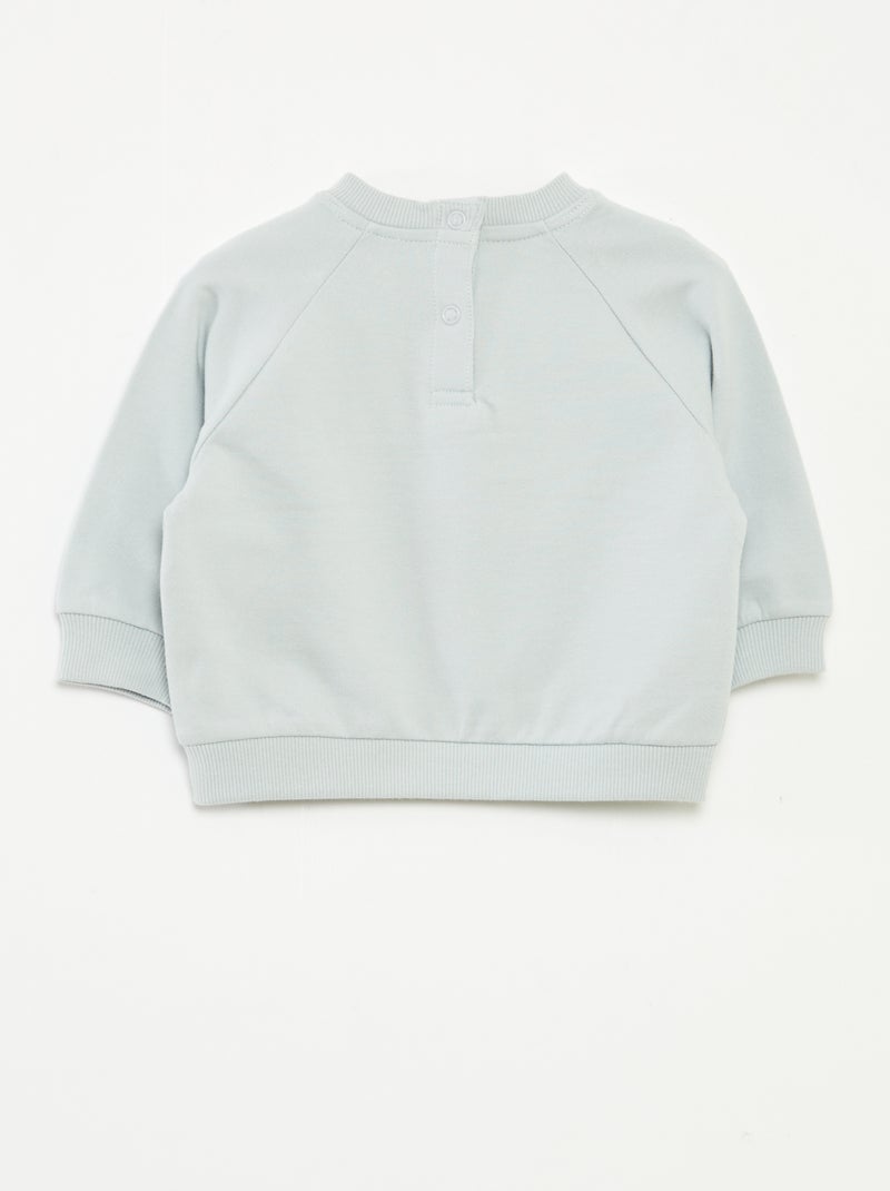 Sweater van joggingstof met print en drukknoopsluiting Blauw - Kiabi