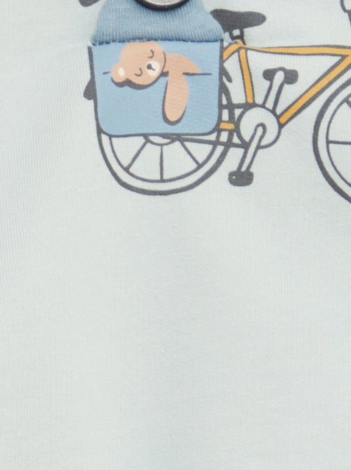 Sweater van joggingstof met print en drukknoopsluiting - Kiabi