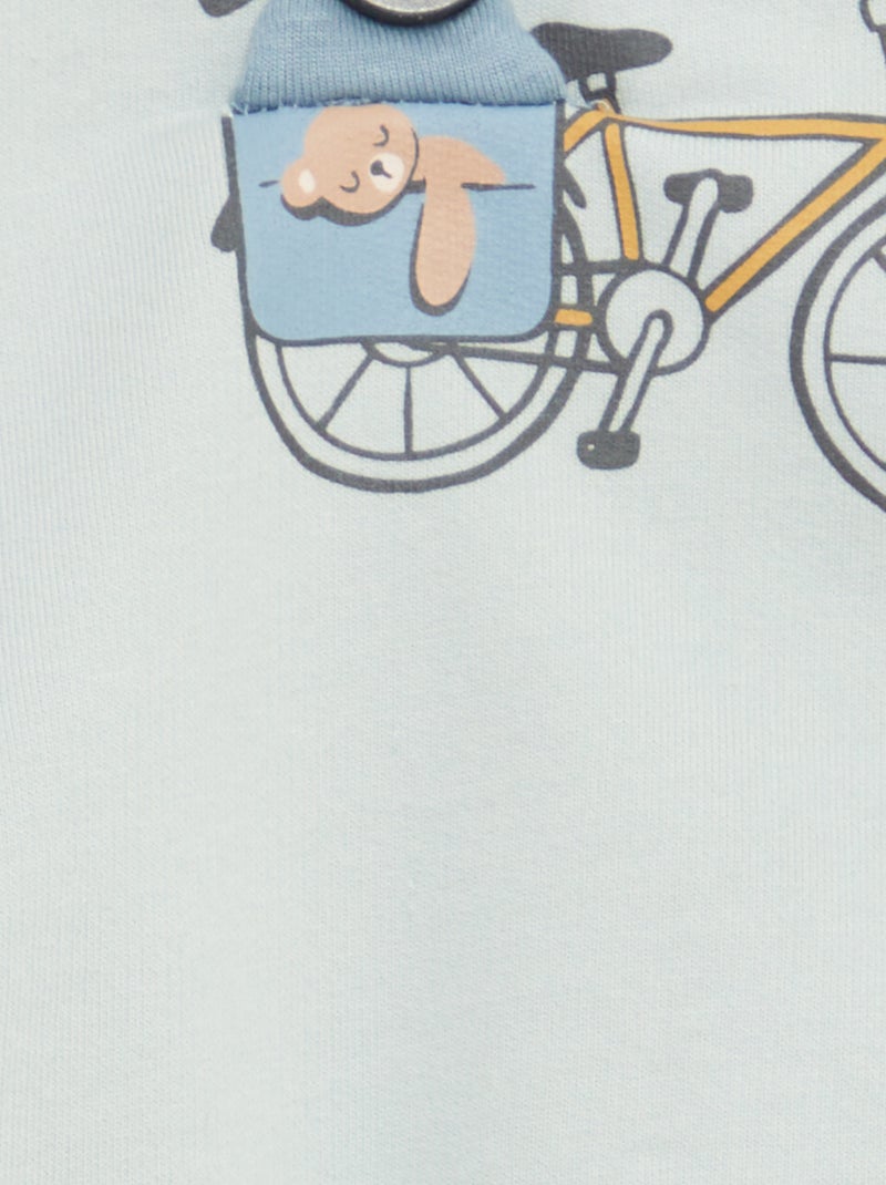 Sweater van joggingstof met print en drukknoopsluiting Blauw - Kiabi