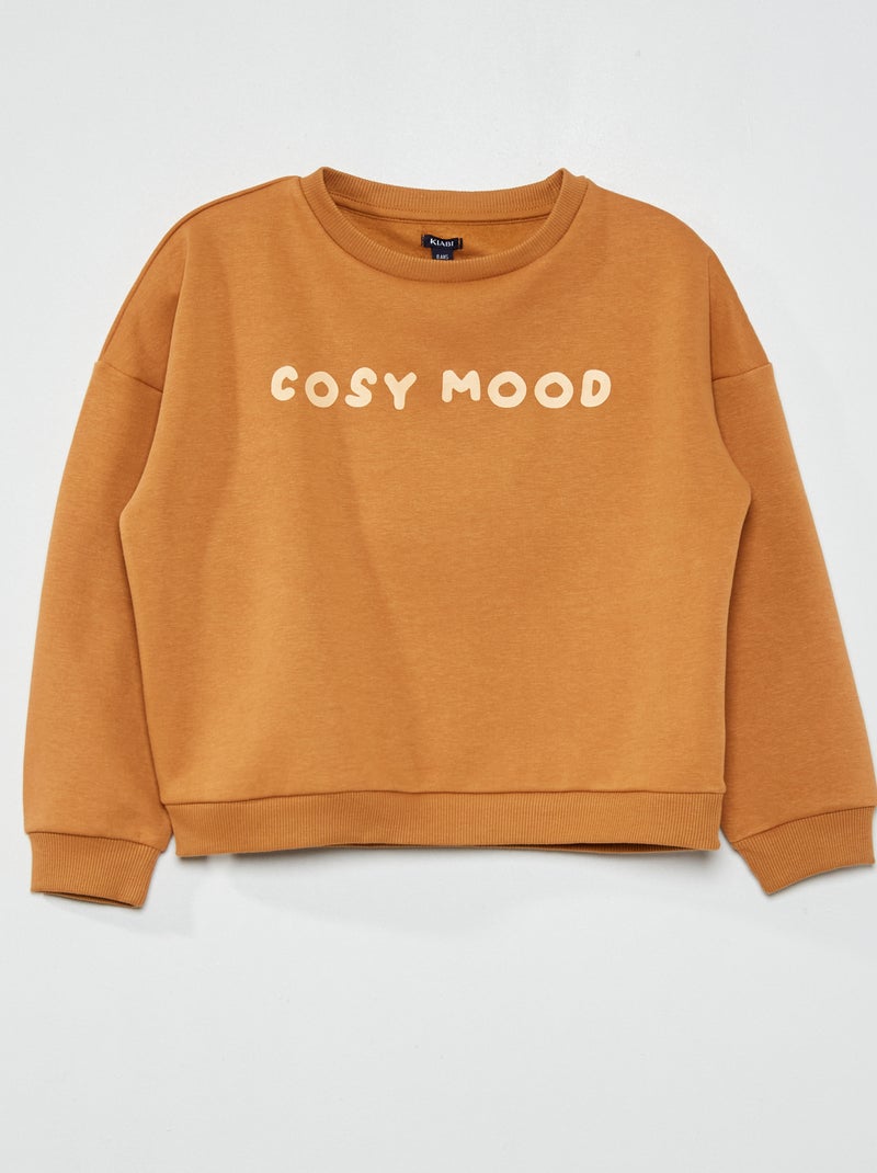 Sweater van joggingstof met print GEEL - Kiabi