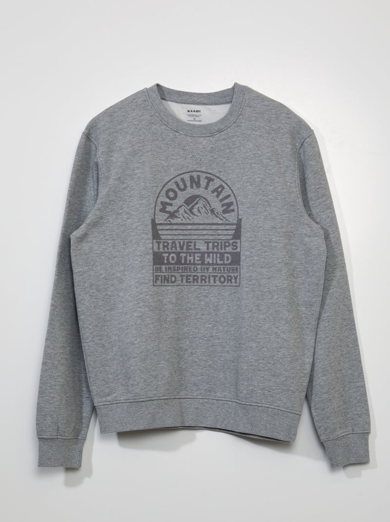 Sweater van joggingstof met print GRIJS - Kiabi