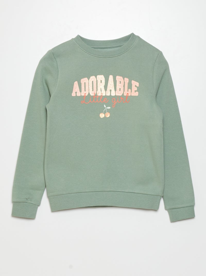Sweater van joggingstof met print GROEN - Kiabi