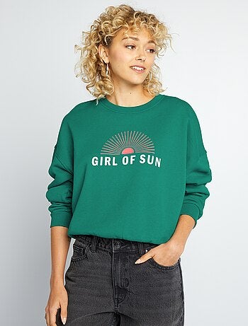 Sweater van joggingstof met print - Kiabi