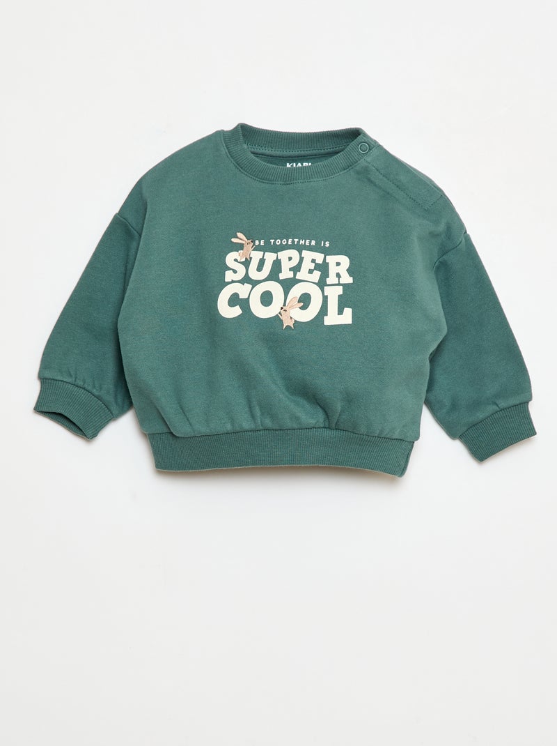 Sweater van joggingstof met print Groen - Kiabi