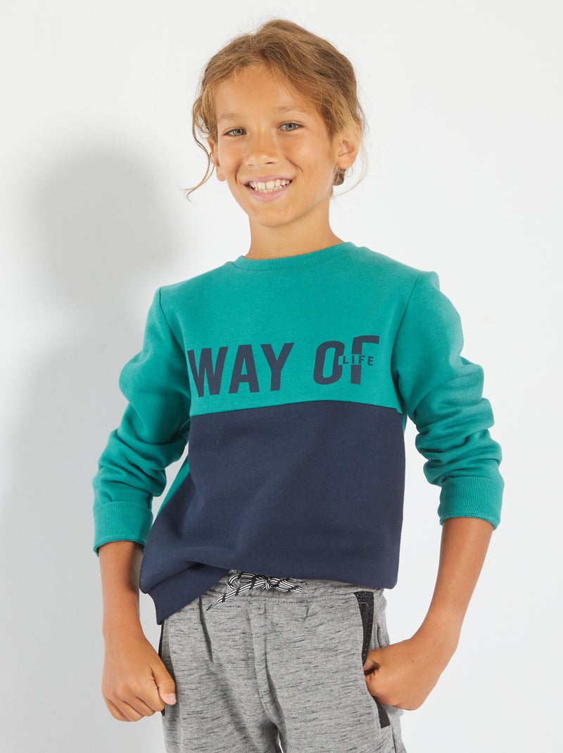Sweater van joggingstof met print GROEN - Kiabi