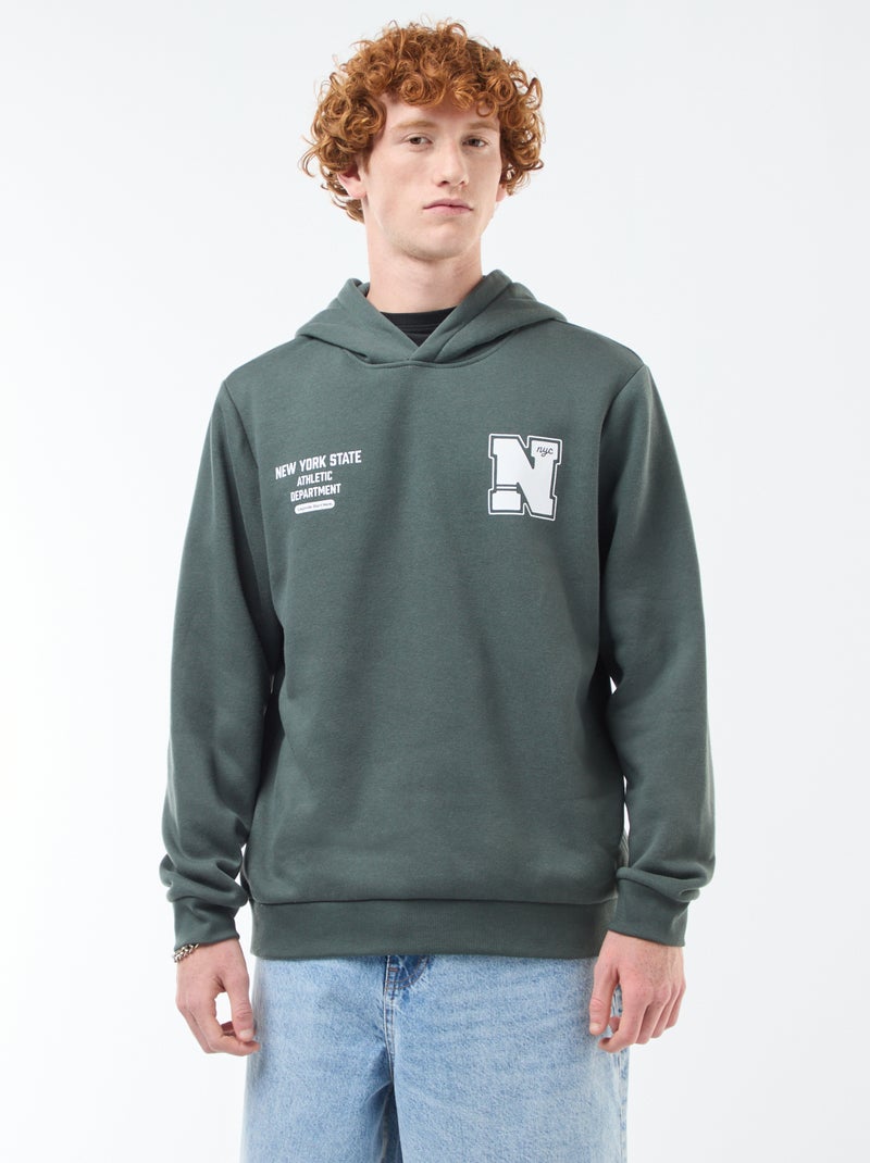 Sweater van joggingstof met print Kaki - Kiabi