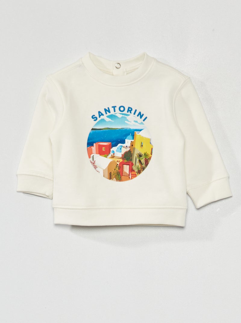 Sweater van joggingstof met print 'Lisboa' WIT - Kiabi