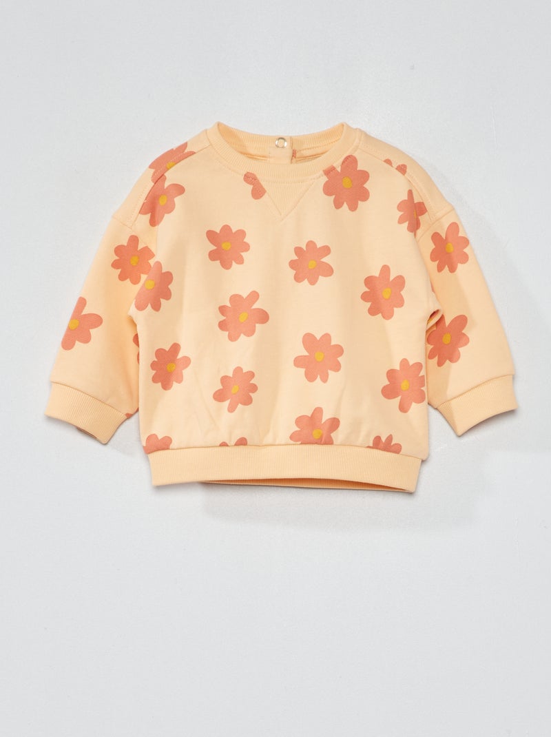 Sweater van joggingstof met print ORANJE - Kiabi