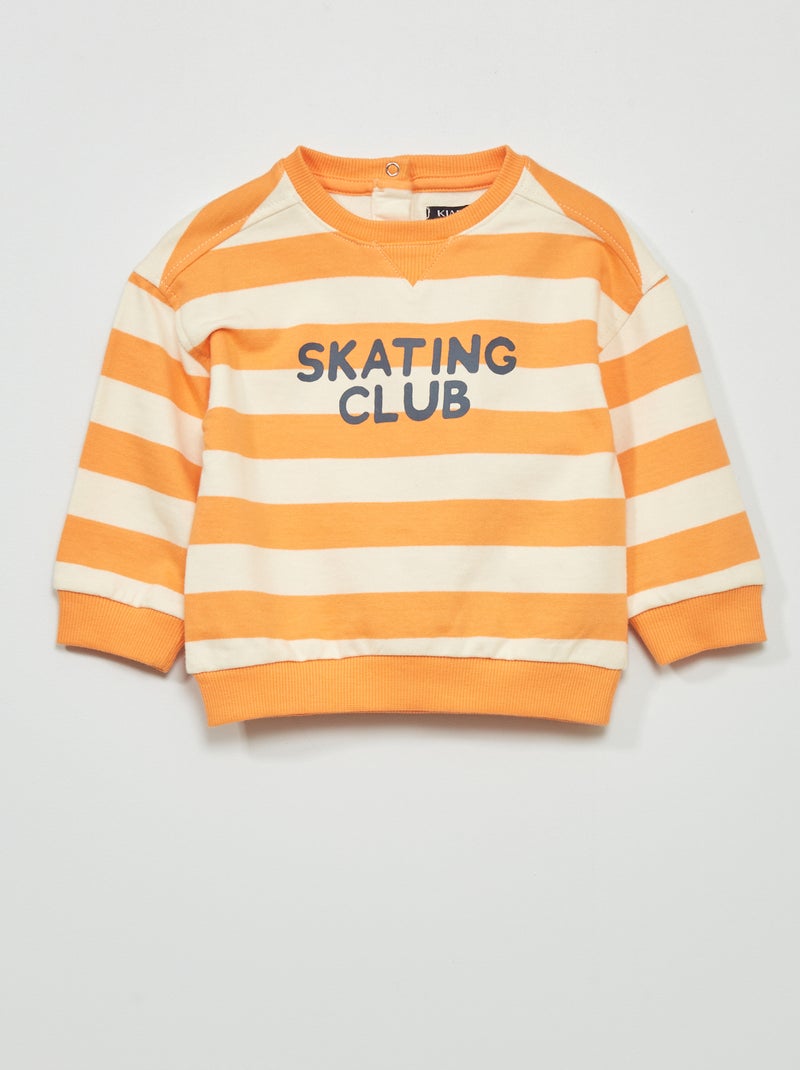 Sweater van joggingstof met print ORANJE - Kiabi