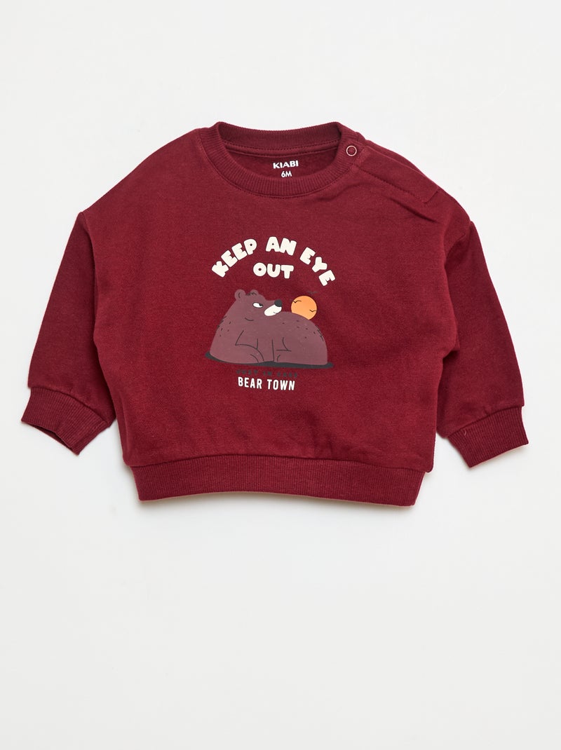 Sweater van joggingstof met print Rood - Kiabi