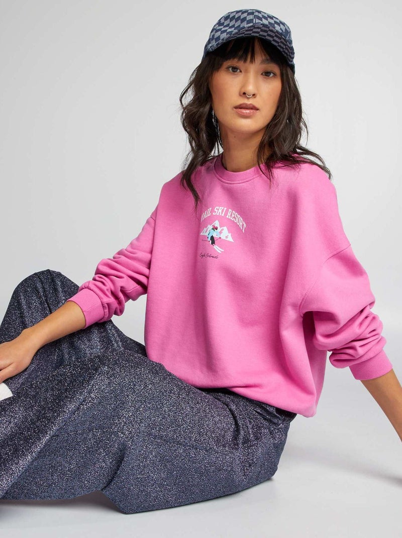 Sweater van joggingstof met print ROSE - Kiabi