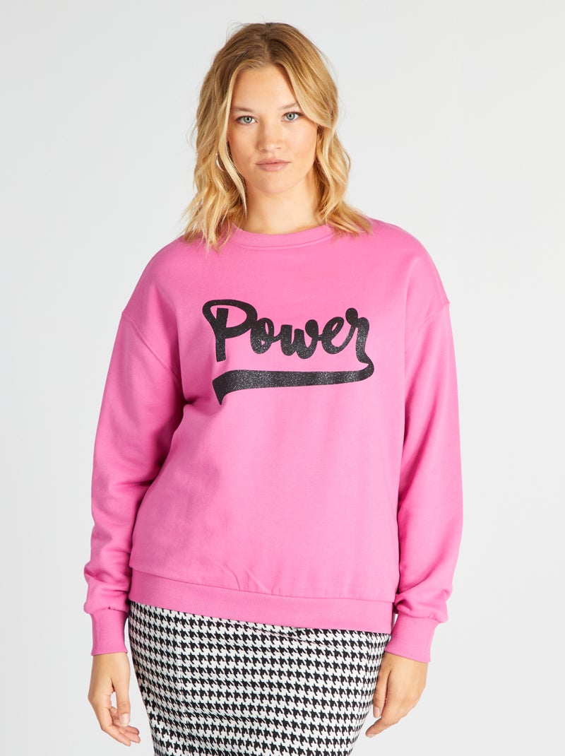 Sweater van joggingstof met print ROSE - Kiabi