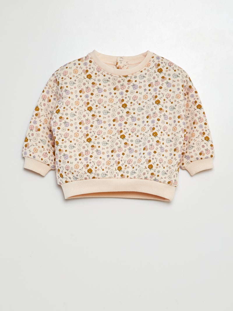 Sweater van joggingstof met print ROSE - Kiabi