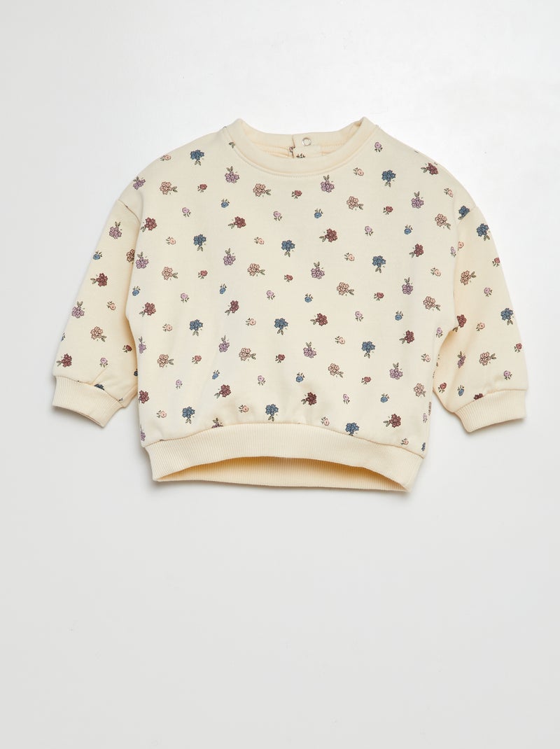 Sweater van joggingstof met print WIT - Kiabi