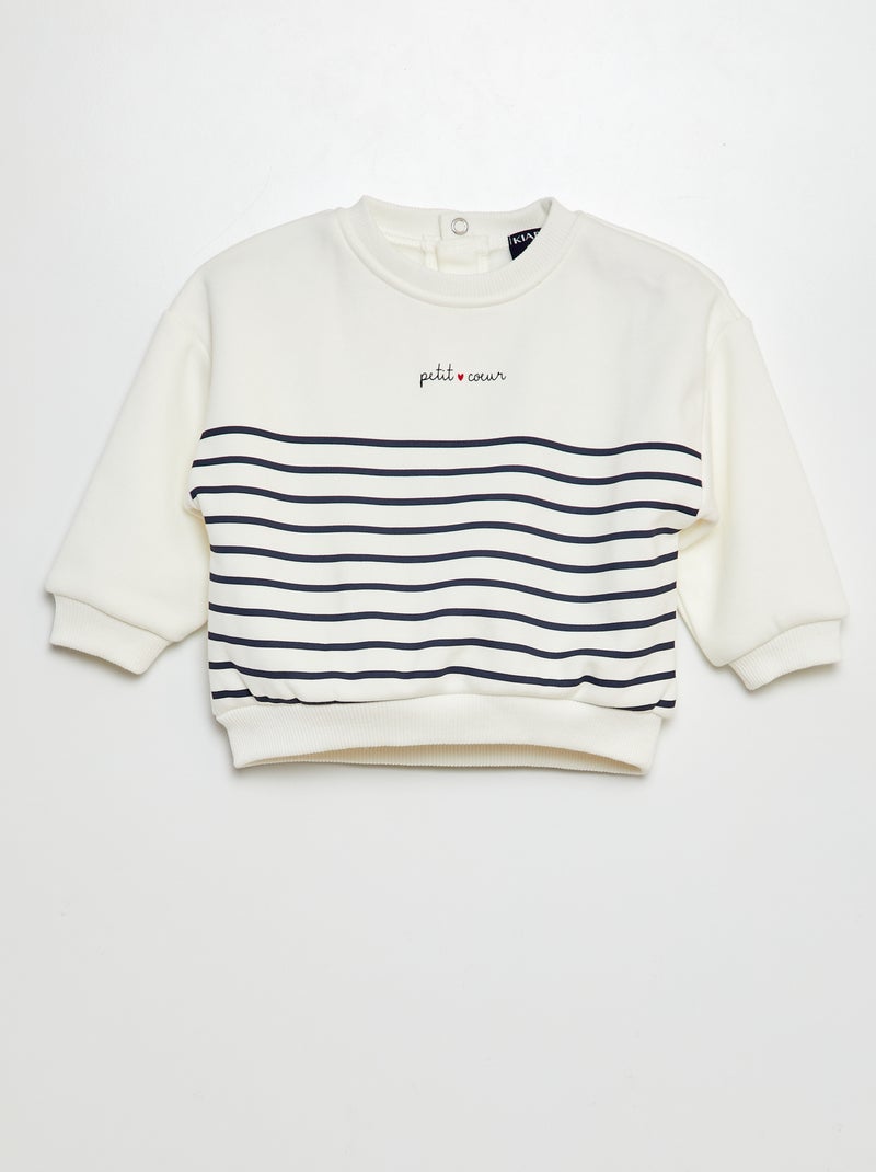 Sweater van joggingstof met print WIT - Kiabi