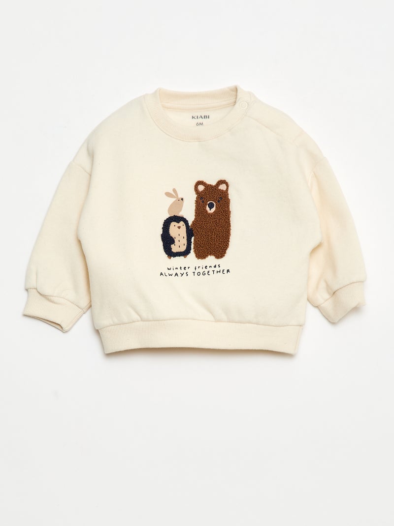 Sweater van joggingstof met print Wit - Kiabi