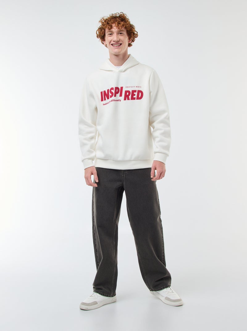 Sweater van joggingstof met print Wit - Kiabi