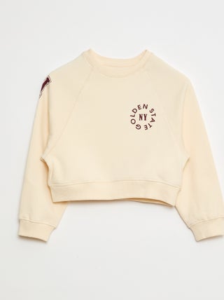 Sweater van joggingstof met print