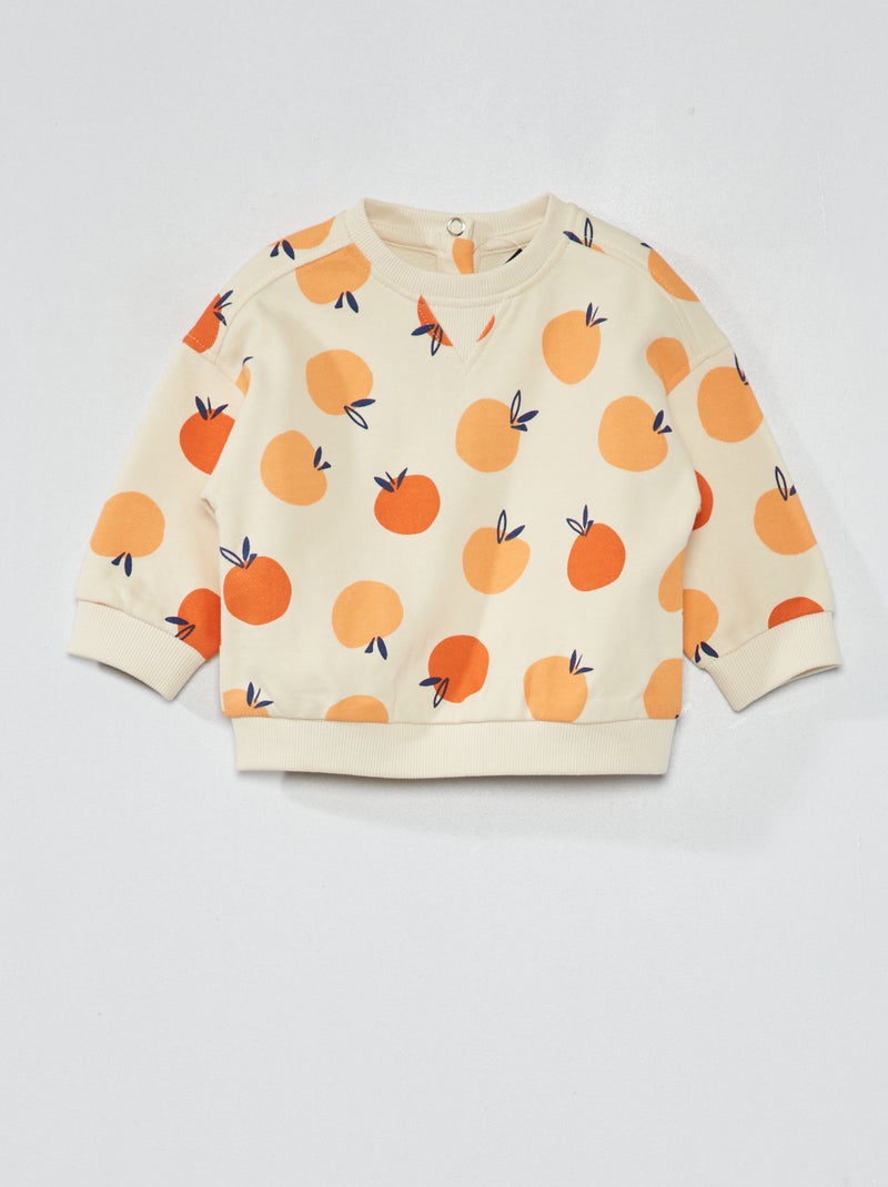 Sweater van joggingstof met print WIT - Kiabi